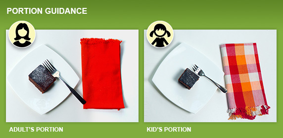 Brownie portion size comparison for adults and kids
