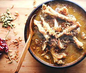 Main meal chicken curry served in bowl