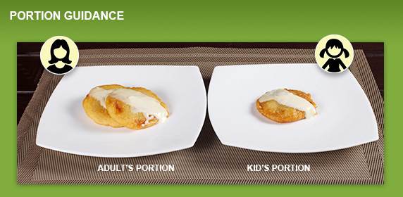 Milk malpua portion size comparison for adults and kids