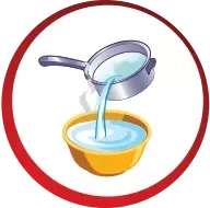 Pouring lukewarm water into a bowl for Ceregrow