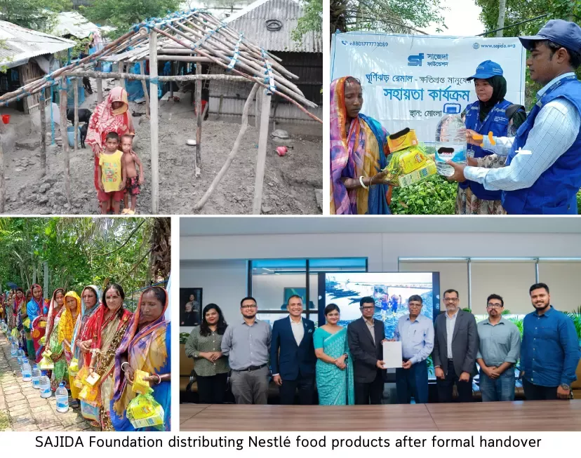 Nestlé Bangladesh collaborating with SAJIDA Foundation to assist cyclone Remal affected communities by providing food and aid